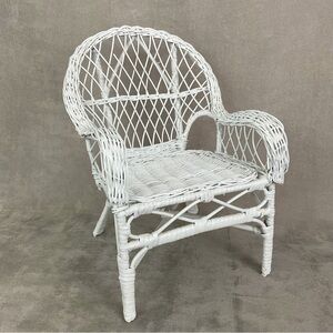 12.75” decorative wicker chair plant stand doll accessory miniature furniture